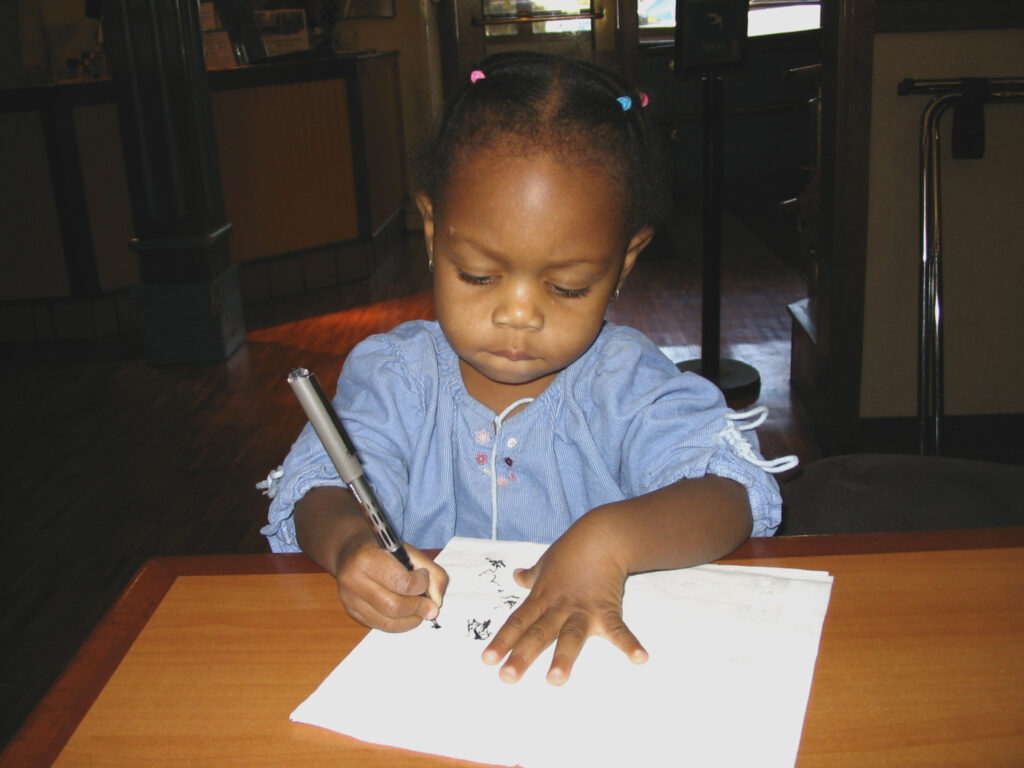 Child learning to write